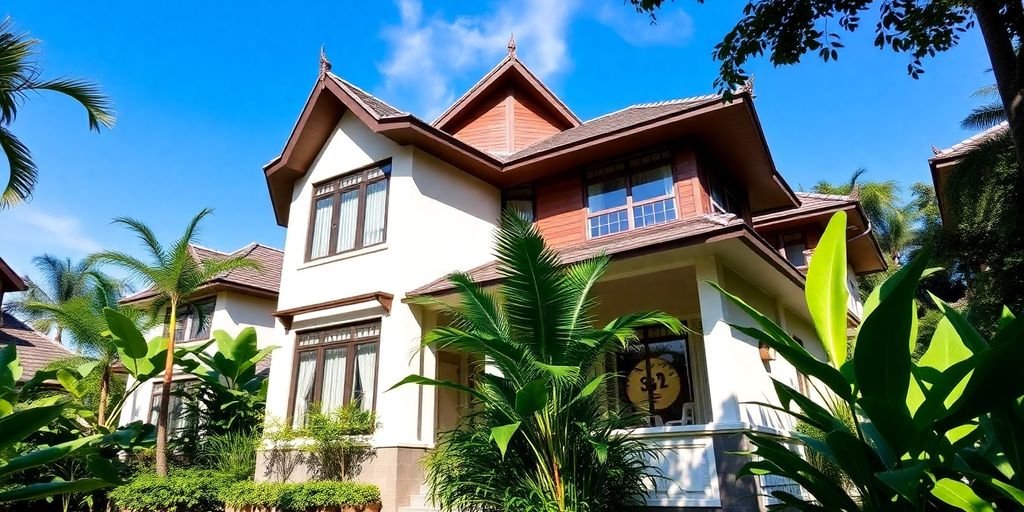 Beautiful modern Thai property with tropical greenery.