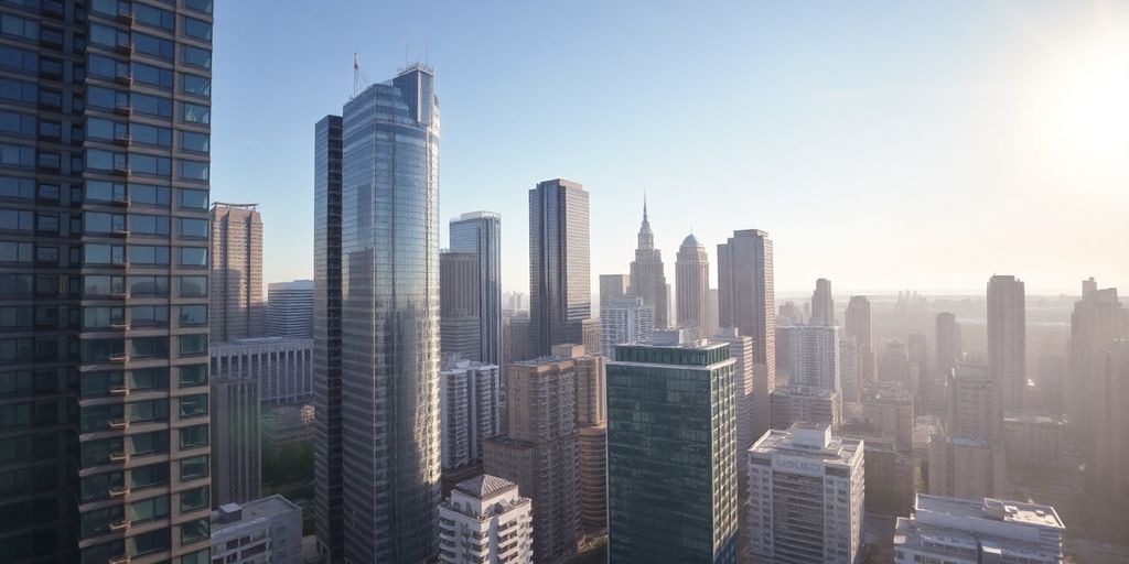 Skyscrapers and diverse buildings.