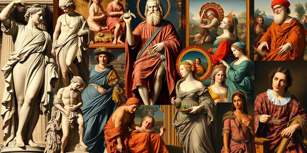 Colagem de arte e artistas renascentistas.