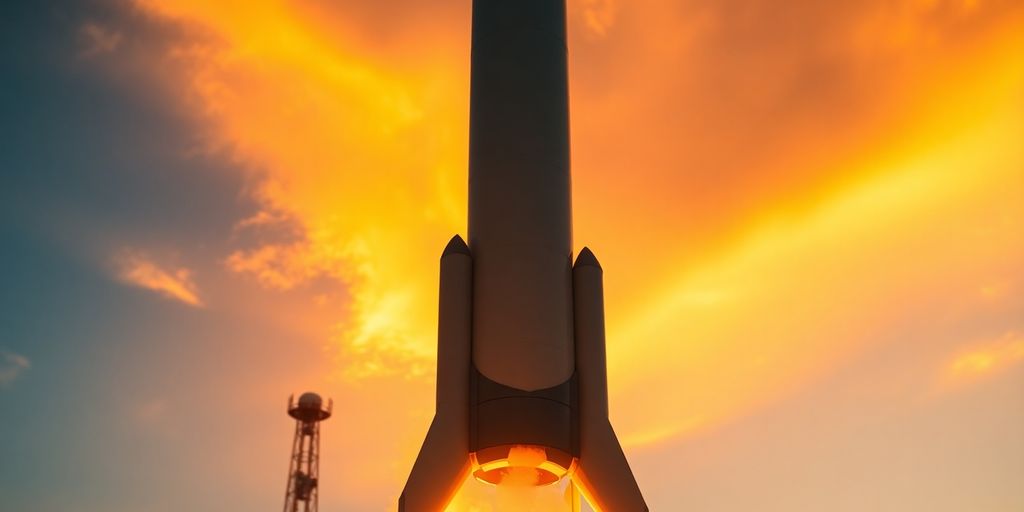 Fusée décollant rapidement avec une traînée de fumée colorée