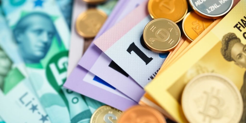 Colorful currency notes and coins illustrating market liquidity.