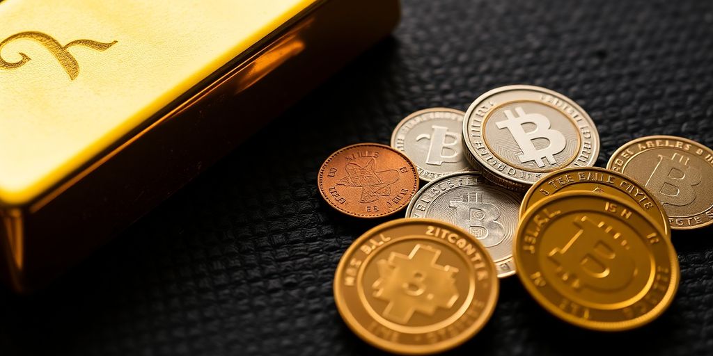 Lingot d'or et pièces crypto
