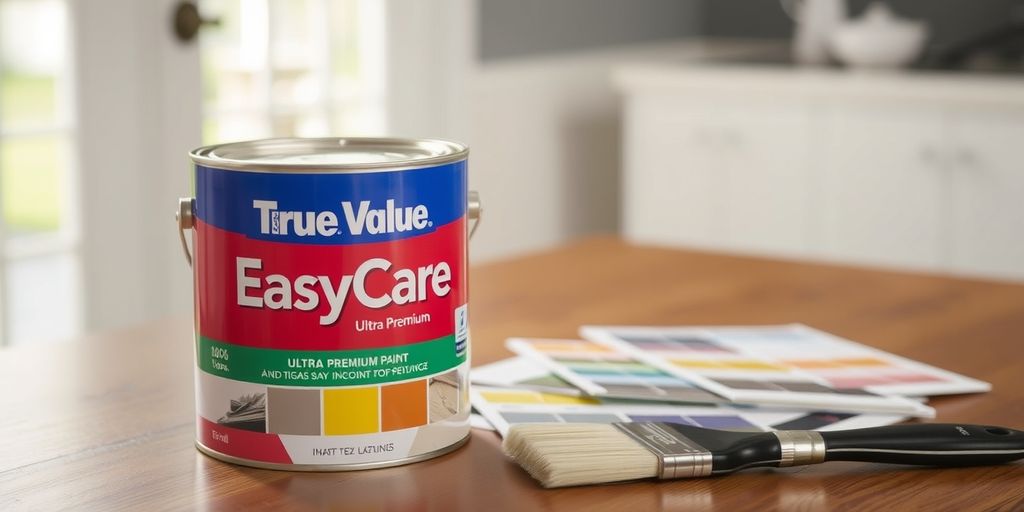 True Value EasyCare paint can with brush and swatches