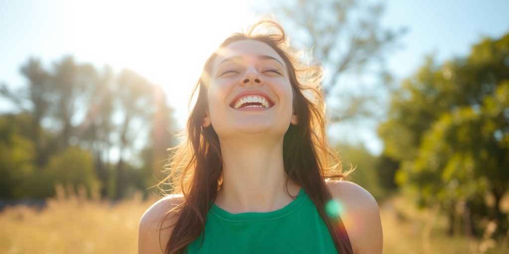 Person basking in sunlight, healthy immune system.