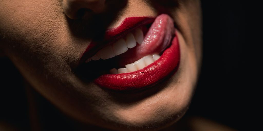woman with red lipstick and red lipstick