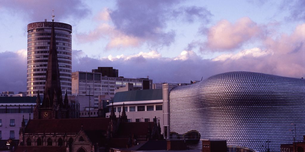 Birmingham cityscape with museums, galleries, and vibrant street art