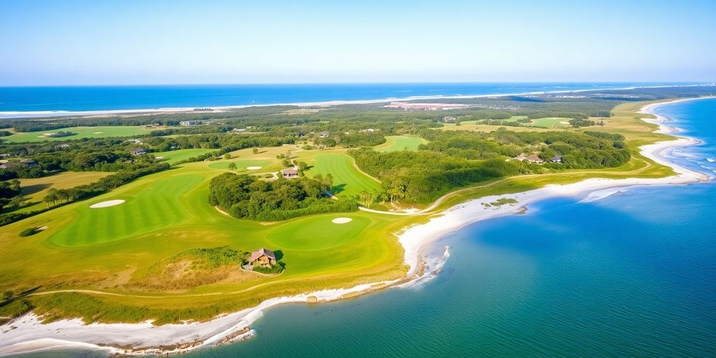 Kiawah Island golf course with lush greens and ocean view.