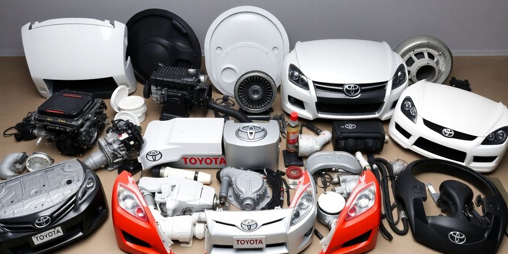 A collection of various Toyota car parts.