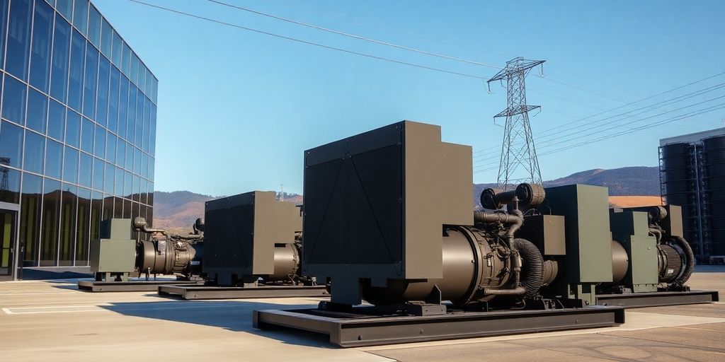 Diesel generators, data center buildings, Maryland landscape
