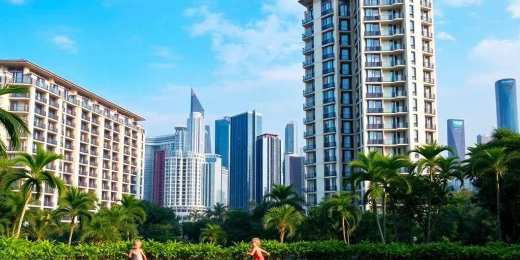 Luxury condo near Bangkok Patana School with children playing.