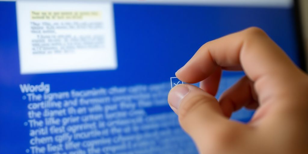 Hand fügt ein Kontrollkästchen in ein Dokument ein.