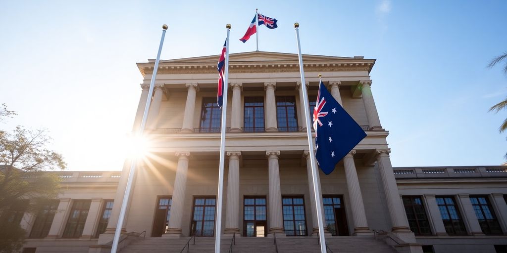Australian Parliament building exterior.