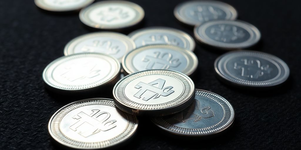 Pièces d'argent sur fond sombre