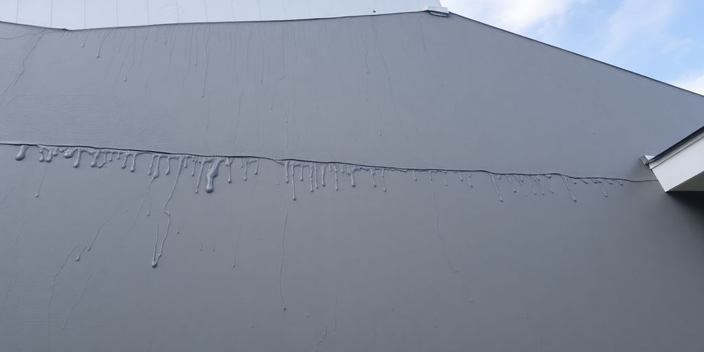 Waterproof coating applied to home exterior.