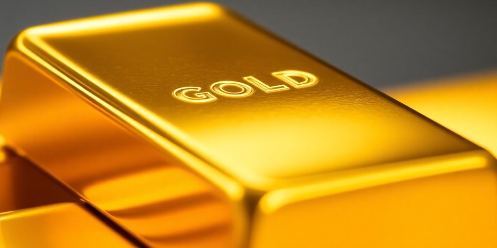 Lingot d'or brillant sur fond flou
