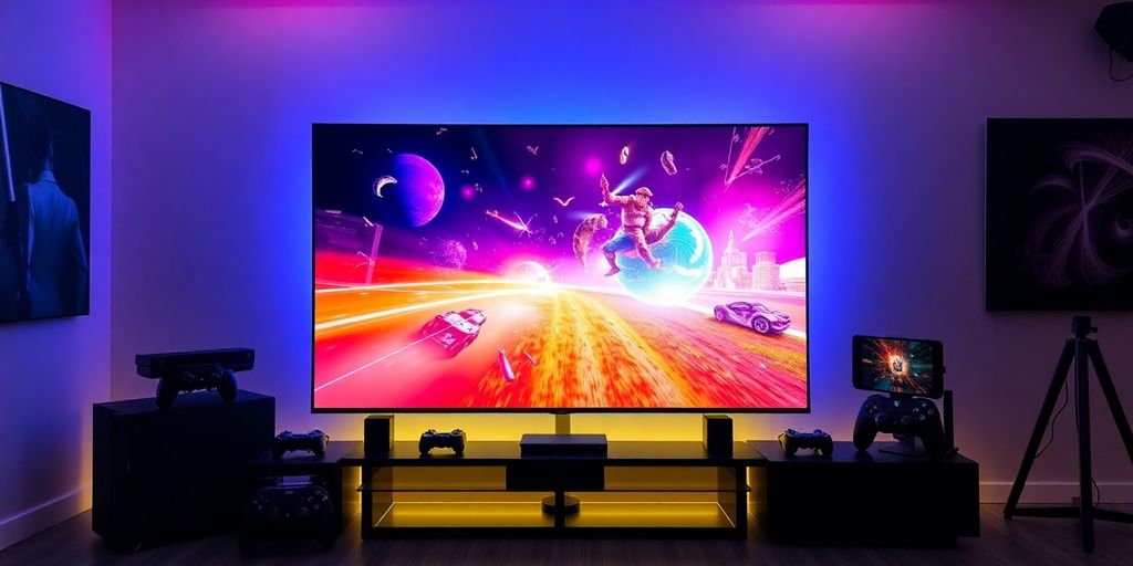 LG OLED G4 Fernseher in einem modernen Gaming Raum.