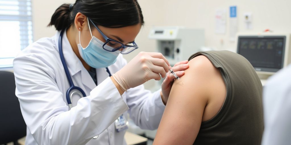 Healthcare professional giving hepatitis B vaccine