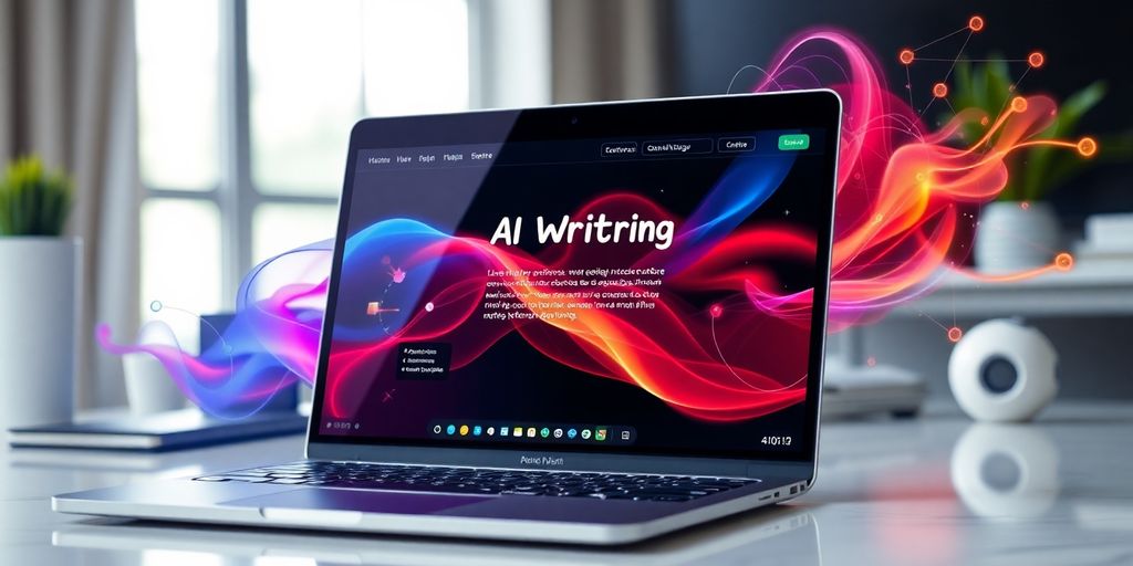 AI writing tool interface with creative text generation.