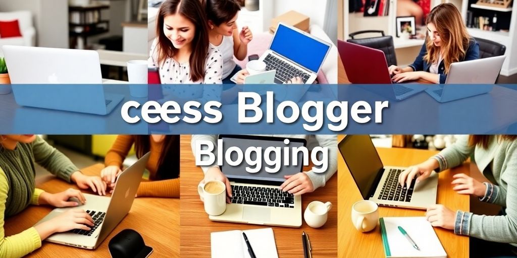 Bloggen voor geld - Verdien je eigen inkomen. Een groep succesvolle bloggers met laptops en notitieboeken.