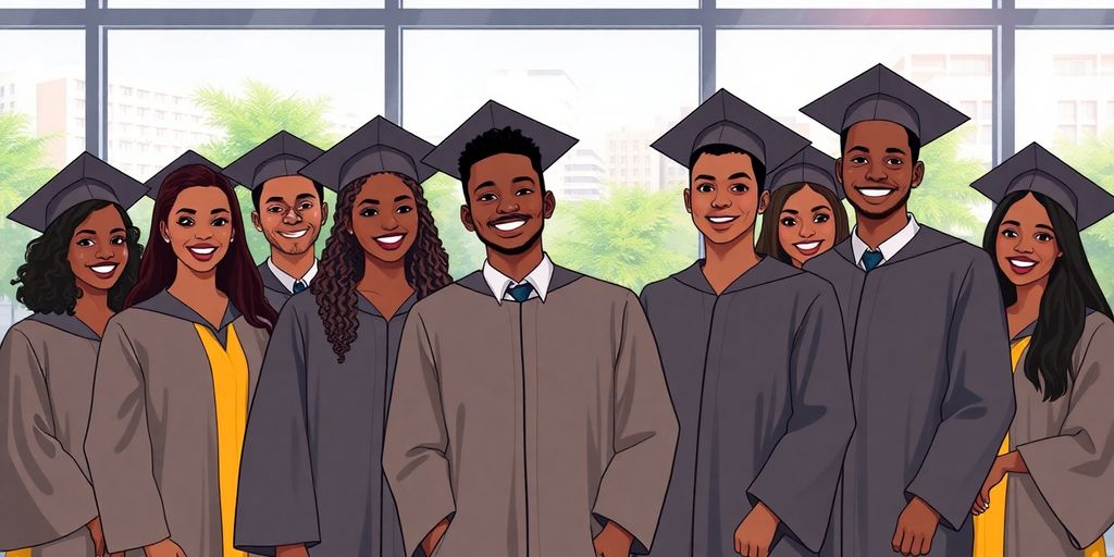 Graduates in vibrant Ghanaian setting.