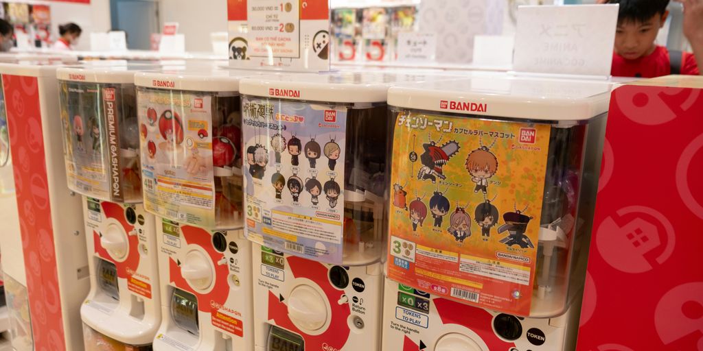 a row of vending machines in a store