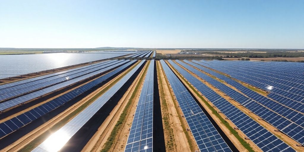 Panneaux solaires sur le site industriel de Fos-sur-Mer.