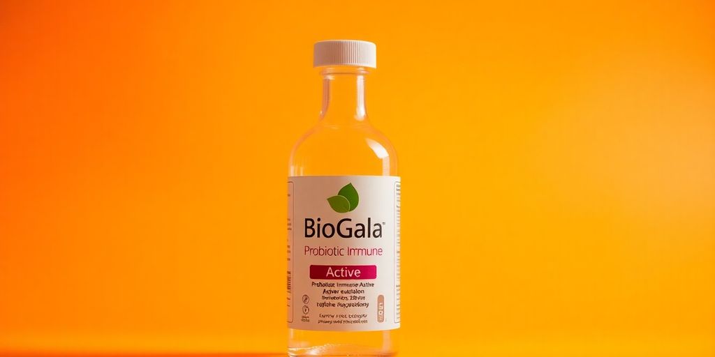 BioGaia Probiotic Immune Active bottle with vibrant orange background.