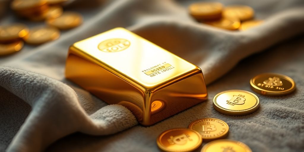 Lingot d'or sur un fond en velours.