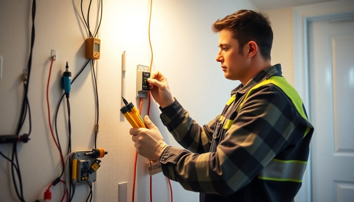 Electrician working safely in a London home.