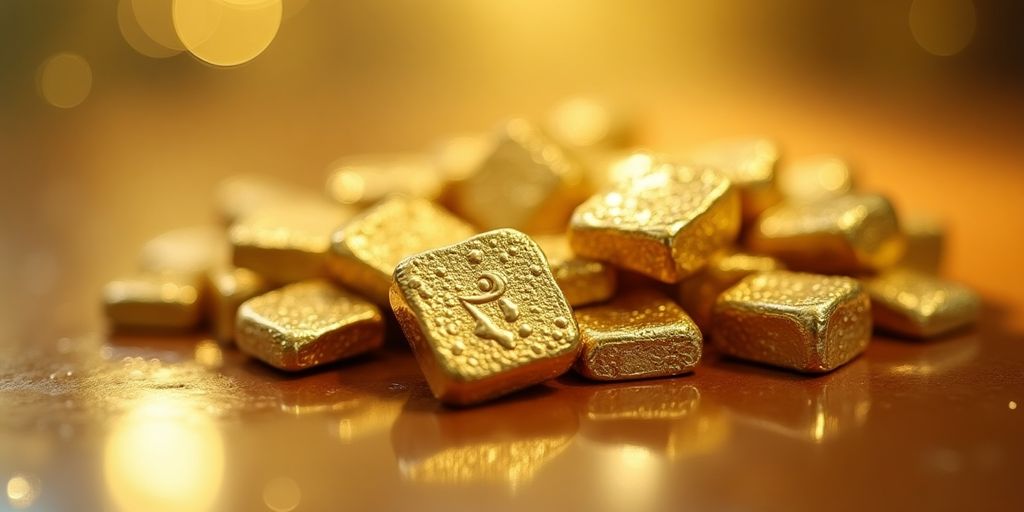 Pièces d'or dentaire recyclé en gros plan.