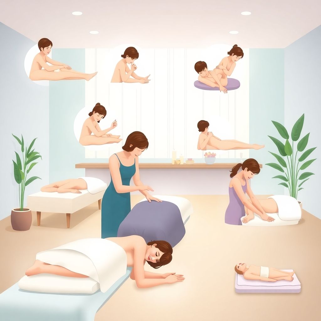 Masaj tekniklerini gösteren bir illüstrasyon.