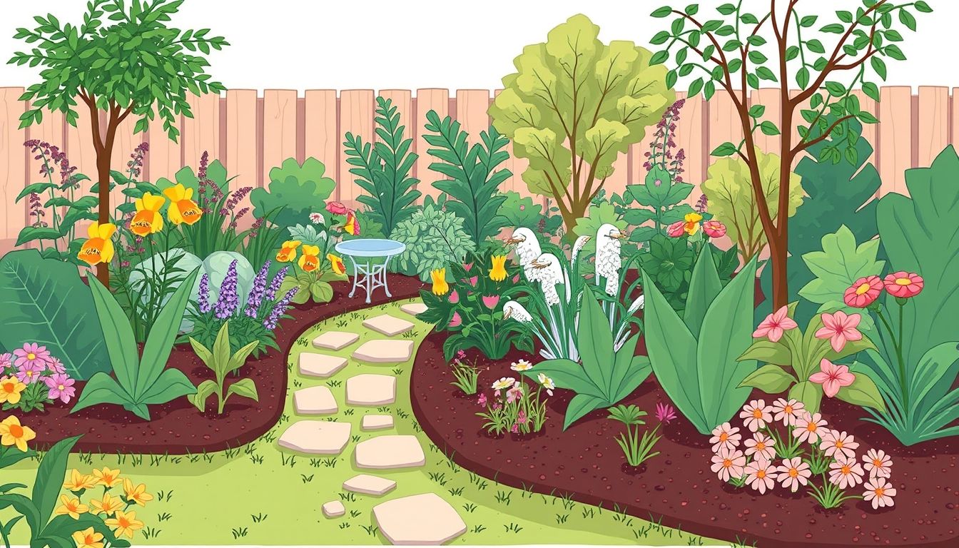 Beautifully designed garden with plants and pathway