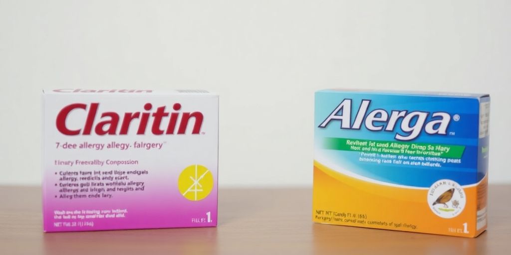Two boxes of Claritin and Allegra side-by-side.