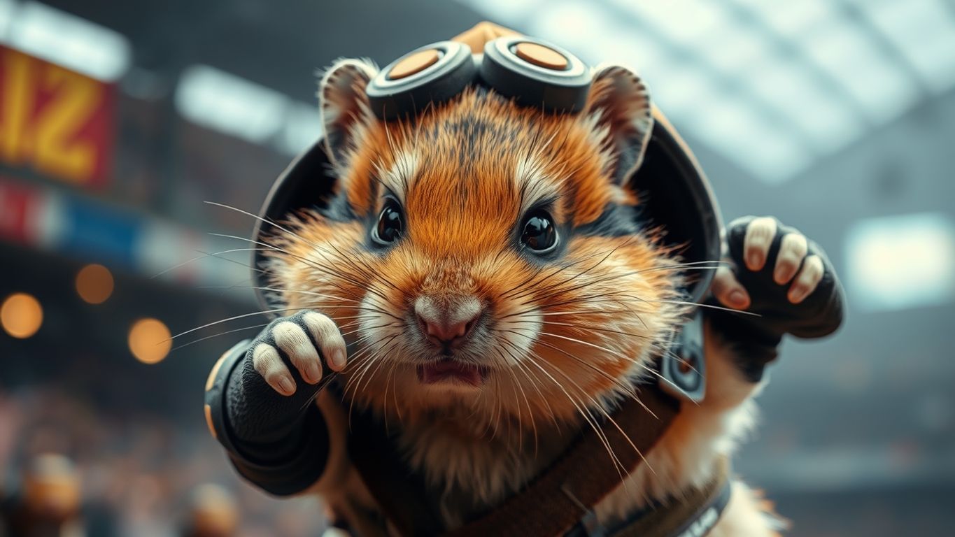 Hamster in combat outfit ready for battle