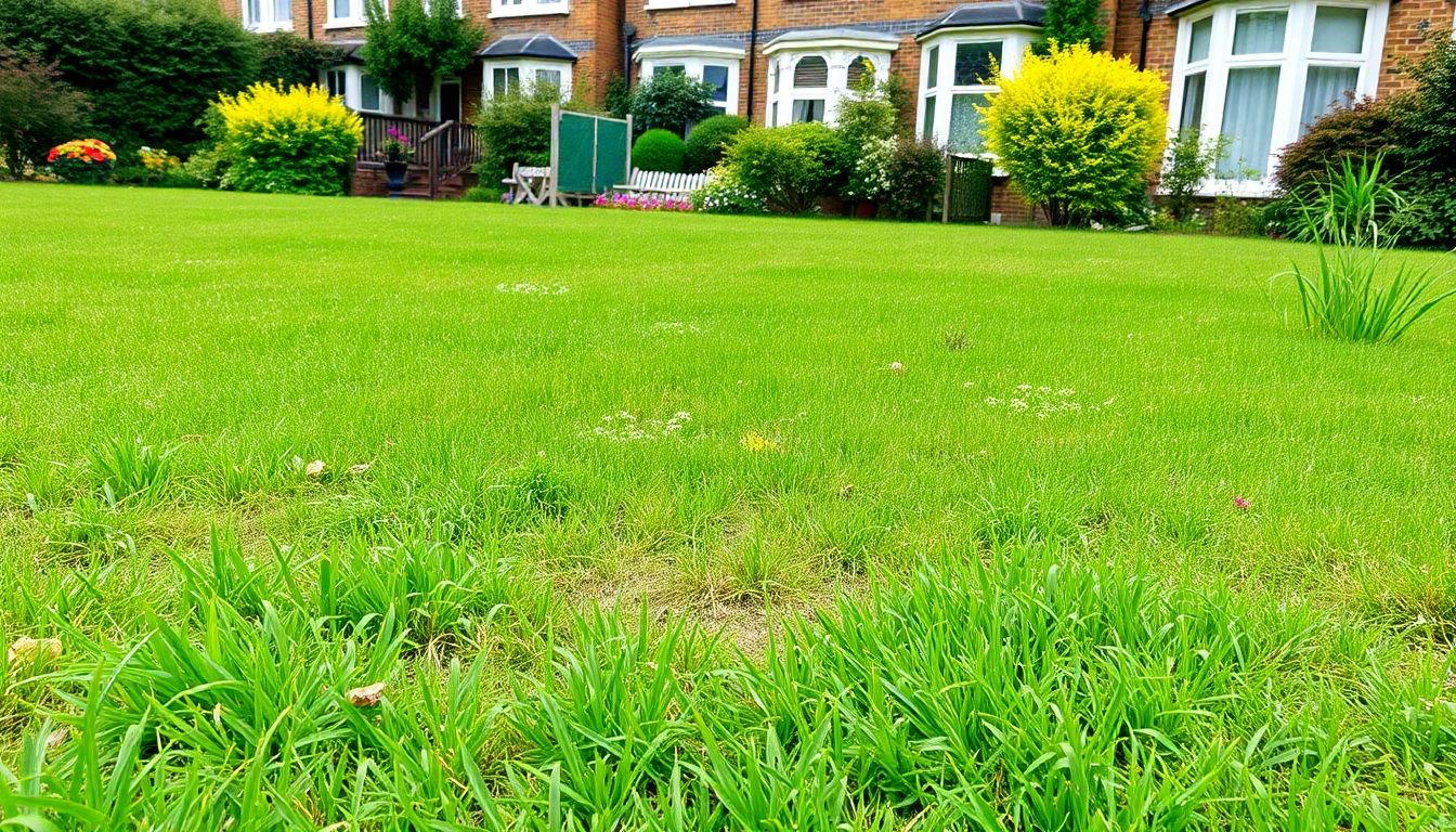 Lush London garden with lawn issues and traditional architecture.