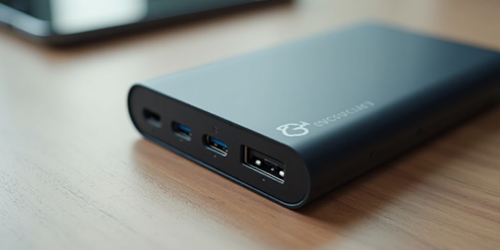 Standard-Powerbank mit verschiedenen Ladeanschlüssen.