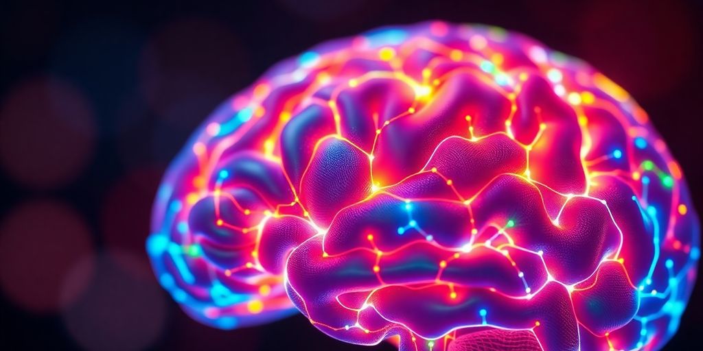 Brain with interconnected thought pathways.