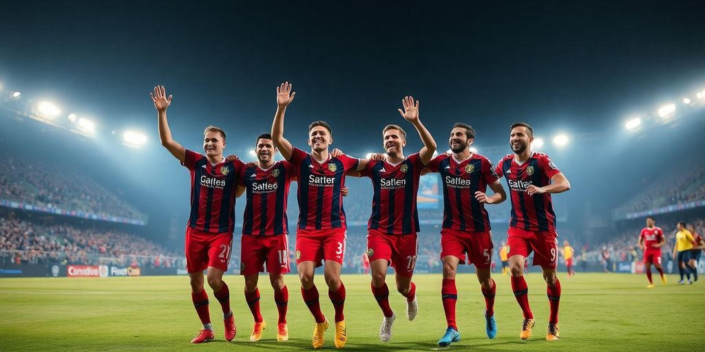 Jogadores do São Paulo celebram gol na Libertadores.