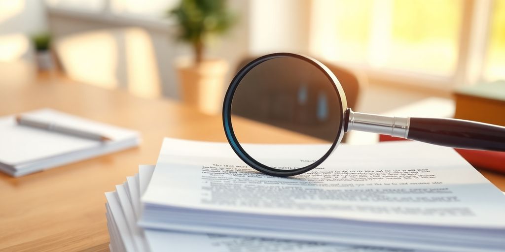 Magnifying glass over Florida real estate contract.