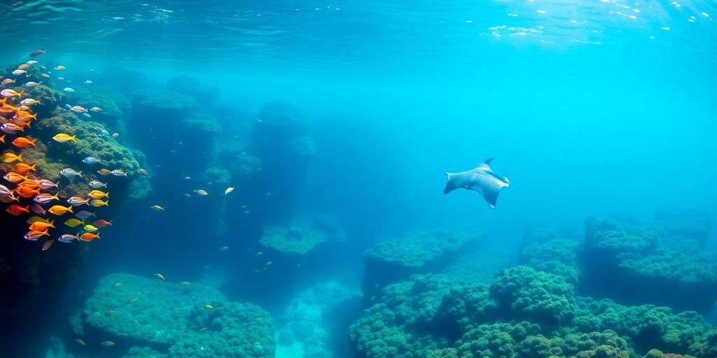 Vibrant coral reef teeming with diverse marine life.