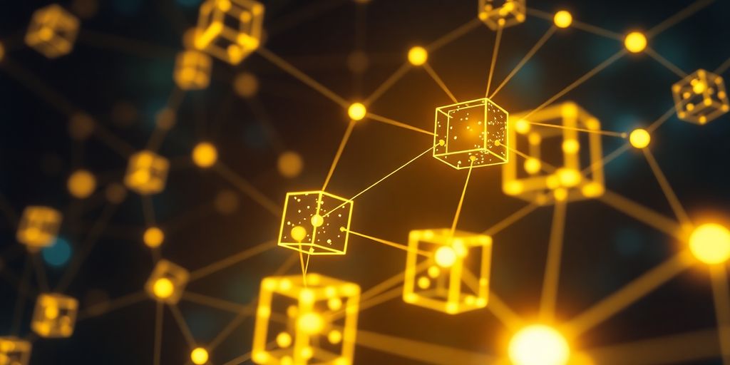 Digital blocks connecting, forming network