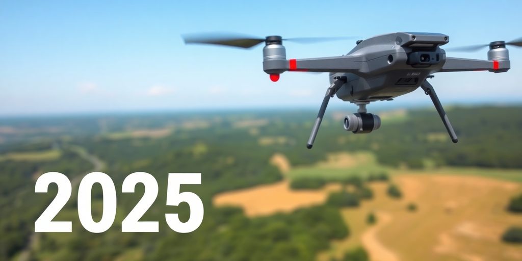 Drone survolant un paysage pittoresque en 2025.