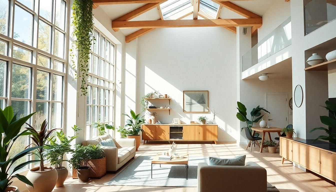 Bright London home with large windows and greenery.