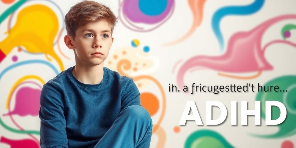 Teenager looking thoughtful with swirling abstract colors.
