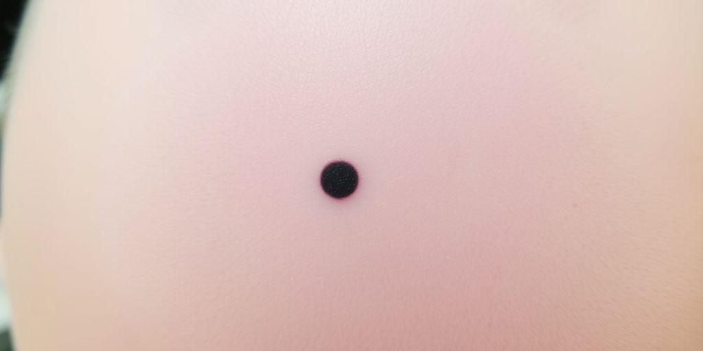 Close-up of a healthy scalp with a single black dot.