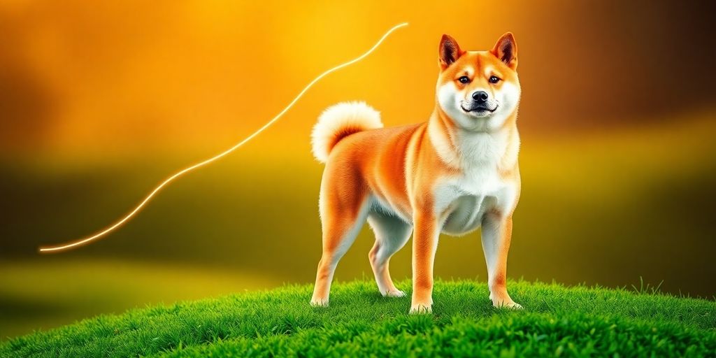 Shiba Inu dog with rising line.