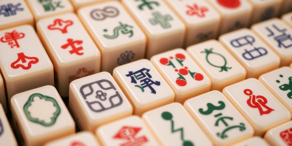 Colorful Mahjong tiles in a neat grid