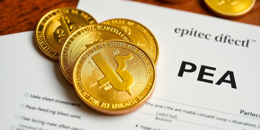Pièces d'or et documents financiers sur une table.