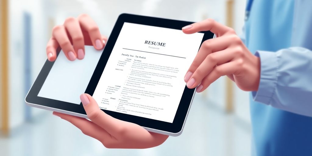 Nurse holding tablet.