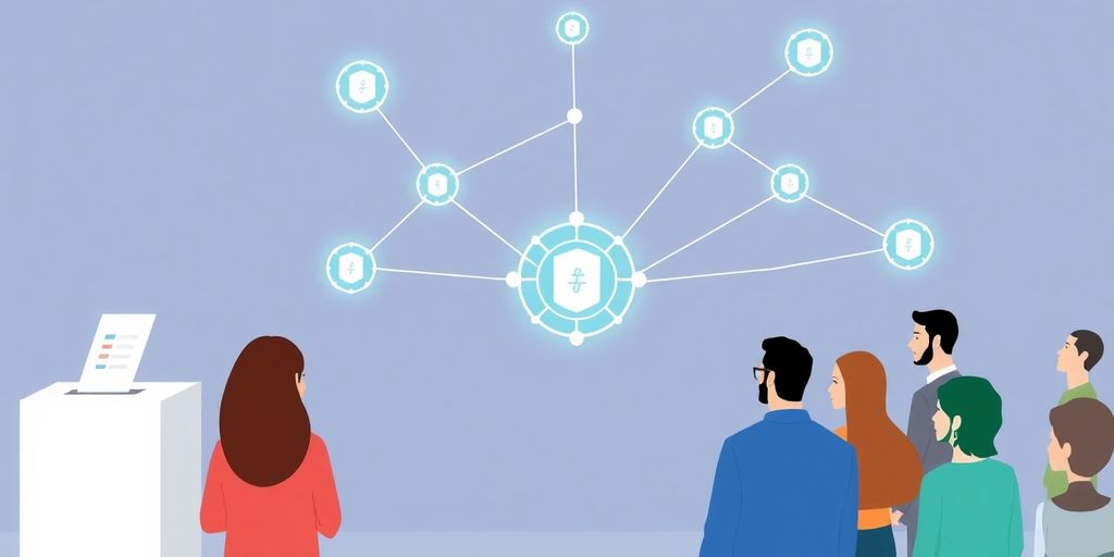 Illustrative image of secure blockchain voting process.